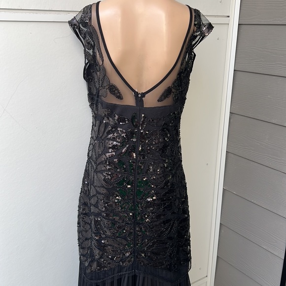 Vintage1920s Gatsby Flapper Beaded Sequins Maxi Long Sheer Dress size L (12) - Picture 5 of 7